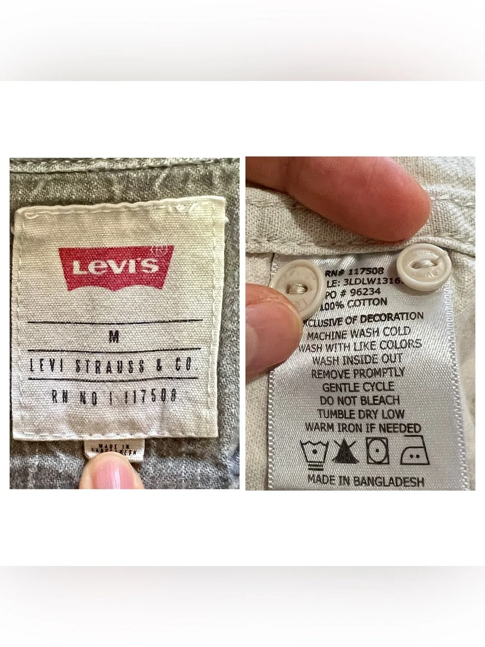 Levi's Two-Tone Gray and White Dip-Dye Button Down Shirt US Men's Medium
